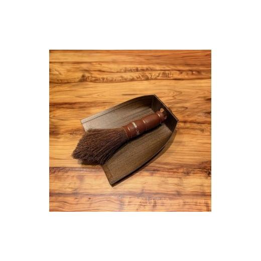 ふるさと納税 伝統技術 和歌山県 高野町 国産棕櫚手箒レザー ブラウン 柿渋はりみ塵取り(穴あき)セット [FM16] ブラウン