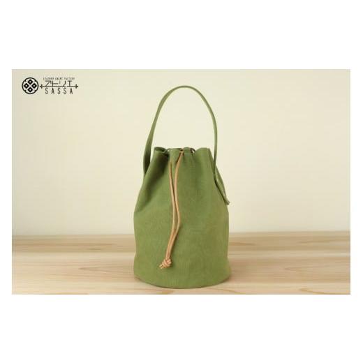 ふるさと納税 カバン 手提げ 富山県 朝日町 バッグ 丸底の巾着バッグ ライトカーキ L アトリエSASSA 富山県 朝日町 34310562 丸底 巾着 鞄 かばん カバン 帆布…