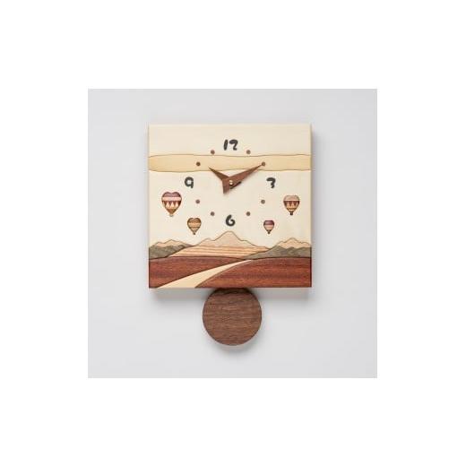 ふるさと納税 時計 掛時計 北海道 東川町 工房ペッカー J6 寄木振り子(気球)