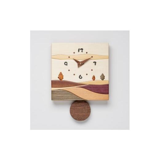 ふるさと納税 時計 掛時計 北海道 東川町 工房ペッカー J13 寄木振り子(風景)