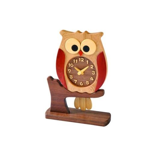 ふるさと納税 時計 置時計 北海道 東川町 工房ペッカー F60-A ふくろう時計(置き型)