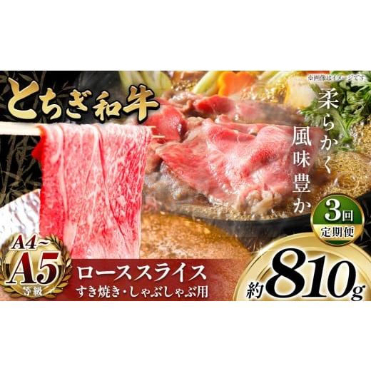 ふるさと納税 牛肉 すき焼き 栃木県 真岡市 定期便3回 とちぎ和牛 すき焼き・しゃぶしゃぶ用 ローススライス 810g | 栃木県共通返礼品 ご褒美 プレゼント 贈…