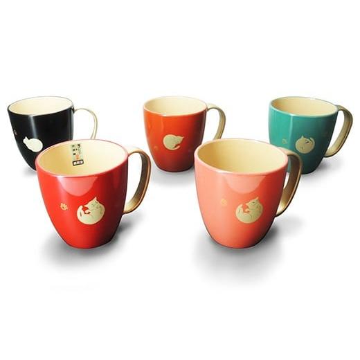 ふるさと納税 食器・グラス マグカップ 福井県 鯖江市 越前漆器 カラフルでかわいい『マグカップねこ1個(5色)』 ピンク A-00811c ピンク