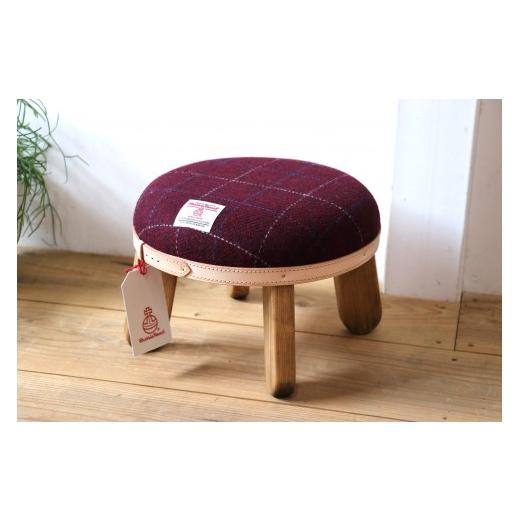 ふるさと納税 木工品・竹工品 和歌山県 有田川町 まぁるいスツール ボルドー 子供 椅子イスキッズ HARRIS TWEED（ハリスツイード ボルドーの画像