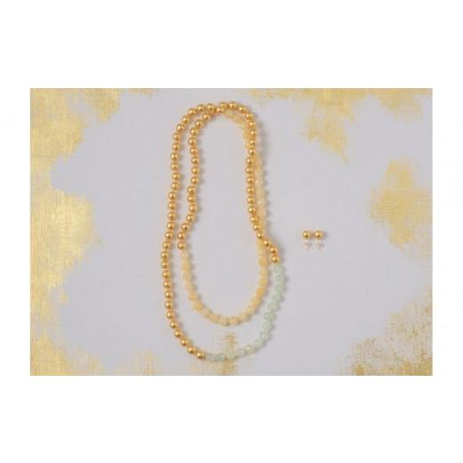 ふるさと納税 アクセサリー ネックレス 石川県 金沢市 箔珠ロングネックレス&ピアス(永遠色)ファッション アクセサリー ネックレス ピアス 金沢 民芸 小物 …