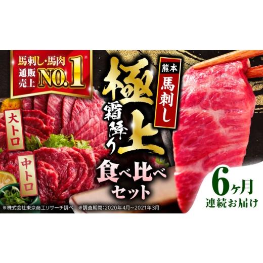 ふるさと納税 馬肉 熊本県 合志市  全6回定期便 国産 サシが決め手馬刺しセット 約500g 熊本馬刺し ばさし 食べ比べ セット 大トロ馬刺し 中トロ 霜降り 馬刺…の画像
