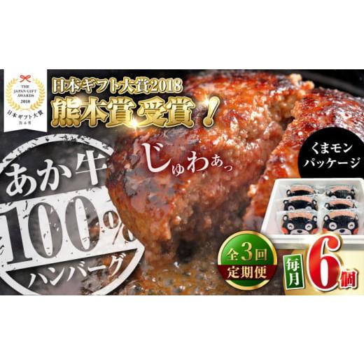 ふるさと納税 牛肉 ハンバーグ 熊本県 合志市 全3回定期便 くまモンあか牛ハンバーグ 約120g×6個 有限会社 三協畜産
