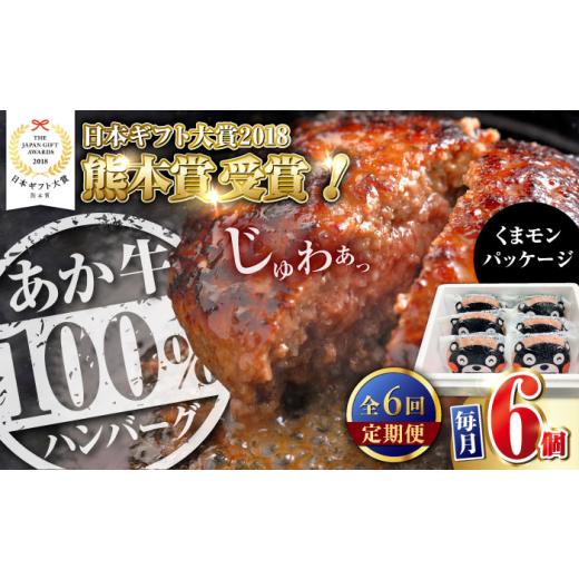 ふるさと納税 牛肉 ハンバーグ 熊本県 合志市 全6回定期便 くまモンあか牛ハンバーグ 約120g 6個 冷凍 計約720g ／ ハンバーグ はんばーぐ hamburg hannba-gu…_1