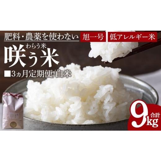ふるさと納税 米 宮崎県 国富町 令和7年産 3ヵ月定期便「咲う米」(わらう米・自家採取旭一号)白米 3kg 米 コメ お米 精米 自然栽培 低糖質米 ふっくら 朝ご…