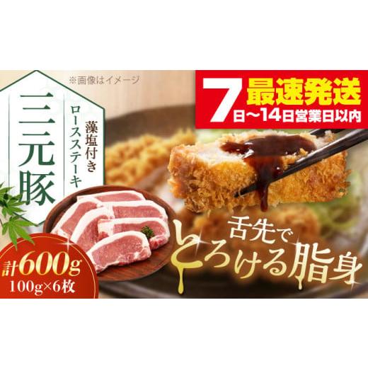 ふるさと納税 豚肉 ステーキ 北海道 喜茂別町 平田牧場 ロースステーキ 600g (100g×6枚) 藻塩付 [喜茂別町] 平田牧場 とんかつ ロース 時短 豚肉 冷凍 豚カ…