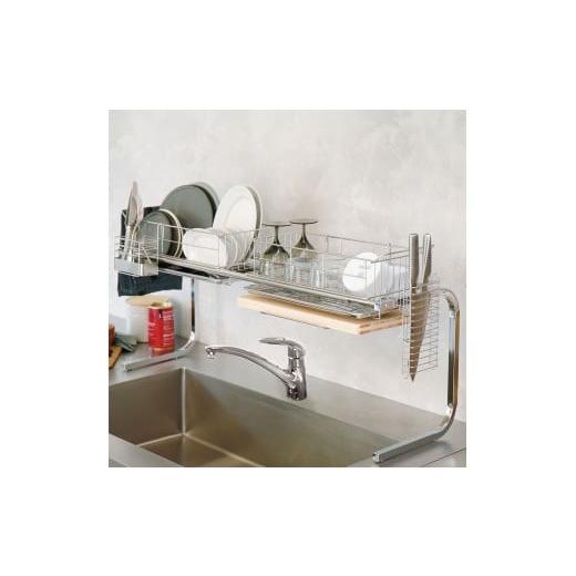 ふるさと納税 雑貨・日用品 東京都 中野区 手前がすっきり伸長式シンク上ステンレス水切り1段(幅84〜104cm)_1296500581_00