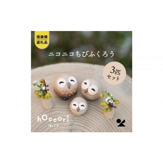 ふるさと納税 陶磁器・漆器・ガラス 滋賀県 甲賀市 信楽焼・明山 にこにこちびふくろう(L・M・S) 3匹セット hc-021112