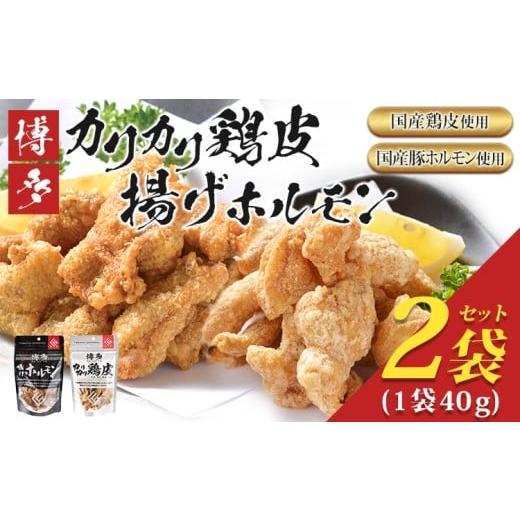 ふるさと納税 鶏肉 福岡県 古賀市 博多 カリカリ鶏皮 揚げホルモン 合計2袋 おつまみ 鶏皮 とりかわ とり皮 国産鶏 国産豚 唐揚げ ホルモン 福岡県 福岡 九州 …