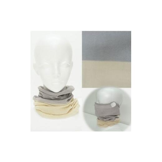 ふるさと納税 小物 奈良県 大和高田市 日本製 シルク100% スヌード 耳穴付4穴 エクリュ&amp;ライトグレー (743-7762) 1618111