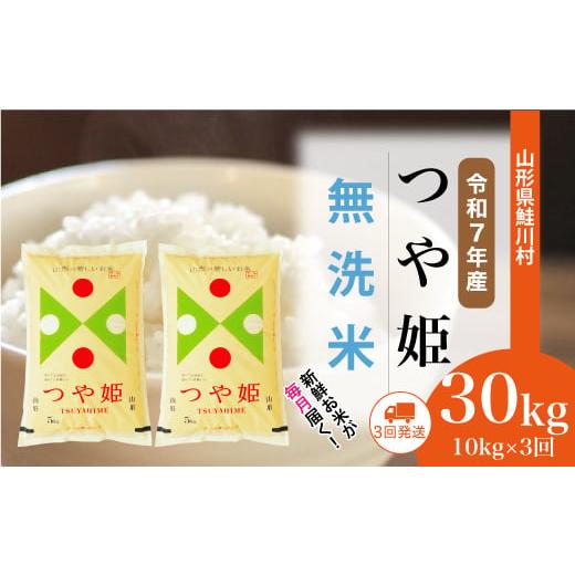 ふるさと納税 無洗米 山形県 鮭川村 令和7年産米 特別栽培米 つや姫 無洗米 定期便 30kg (10kg×1ヶ月間隔で3回お届け) 配送時期選べます 山形県鮭川村
