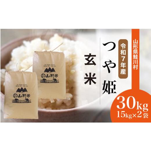 ふるさと納税 玄米 山形県 鮭川村 令和7年産米 特別栽培米 つや姫 玄米 30kg (15kg×2袋) 配送時期選べます 沖縄県・離島への配送不可 山形県鮭川村