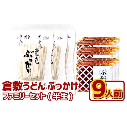 ふるさと納税 うどん 生・半生めん 岡山県 倉敷市 『倉敷うどん ぶっかけ』ファミリーセット(半生) 9人前 うどん 麺類 麺 半生 半生麺 ぶっかけうどん タレ つ…