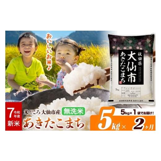 ふるさと納税 米 あきたこまち 秋田県 大仙市 新米 令和7年産[定期便2ヶ月]米 無洗米 米どころ秋田県大仙市産 あきたこまち5kg(5kg×1袋)
