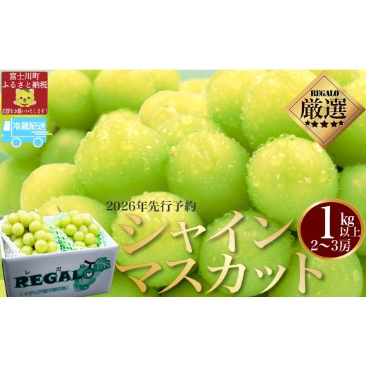 ふるさと納税 ぶどう マスカット 山梨県 富士川町 2026年発送分 先行予約 頬張る幸福感 〜緑の宝石・ シャインマスカット 〜 1kg以上(2〜3房) 冷蔵発…