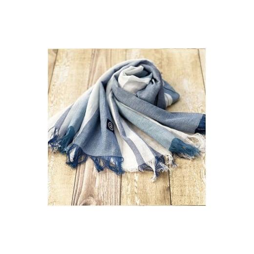 ふるさと納税 小物 ストール・マフラー 徳島県 徳島市 徳島市産 正藍先絲染 和田縞ストール 明藍縞 明藍縞