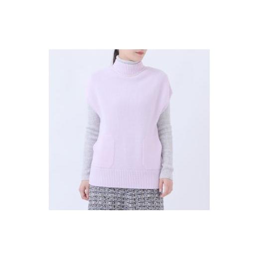 ふるさと納税 服 女 新潟県 見附市 ルーエンローズ カシミヤ ビルドネックジレ(ラベンダーピンク) ニット ファッション おしゃれ 日本製 秋 冬 プレゼント …