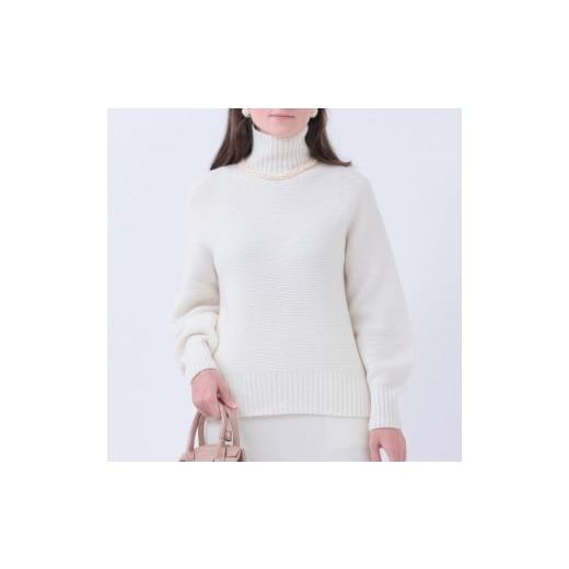 ふるさと納税 服 女 新潟県 見附市 ルーエンローズ カシミヤ ハイネックパール編みプルオーバー(ホワイト) ニット ファッション おしゃれ 日本製 秋 冬 プレ…