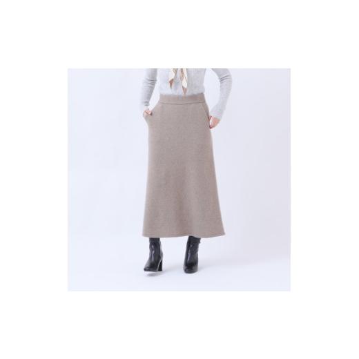 ふるさと納税 服 女 新潟県 見附市 ルーエンローズ カシミヤ Ａラインスカート（ブラウン Lサイズ） ニット ファッション おしゃれ 日本製 秋 冬 プレゼント …