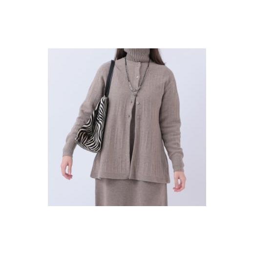 ふるさと納税 服 女 新潟県 見附市 ルーエンローズ カシミヤ 地柄チュニックカーディガン(ブラウン) ニット ファッション おしゃれ 日本製 秋 冬 プレゼント…