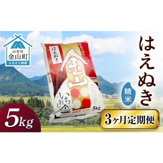 ふるさと納税 米 はえぬき 山形県 金山町 令和7年産 金山産米 はえぬき 精米 5kg×3ヶ月 計15kg 定期便 米 お米 白米 ご飯 精米 ブランド米 送料無料 東北 山…