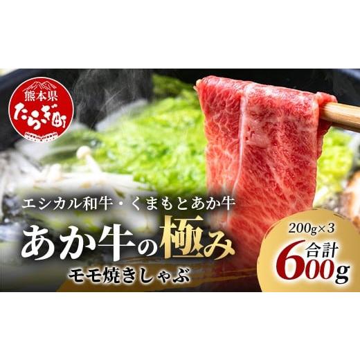 ふるさと納税 牛肉 モモ 熊本県 多良木町 年内発送 エシカル和牛 くまもとあか牛 あか牛の極み モモ焼きしゃぶ 200g×3 (計 600g) モモ 赤身 熊本 あか牛 牛肉…