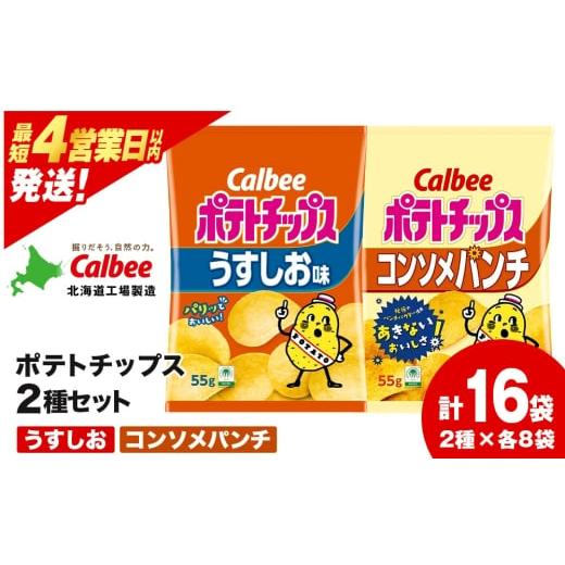 ふるさと納税 菓子 スナック 北海道 千歳市 カルビーポテトチップス 2種セット うすしお・コンソメパンチ 各8袋 [北海道工場製造]