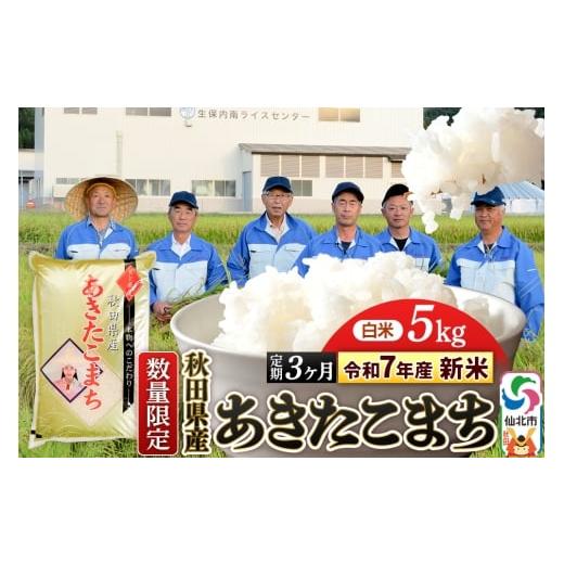 ふるさと納税 米 あきたこまち 秋田県 仙北市 令和7年産 新米 [定期便3ヶ月] 白米 あきたこまち 5kg(5kg×1袋)×3回 精米 秋田県仙北市産 5キロ
