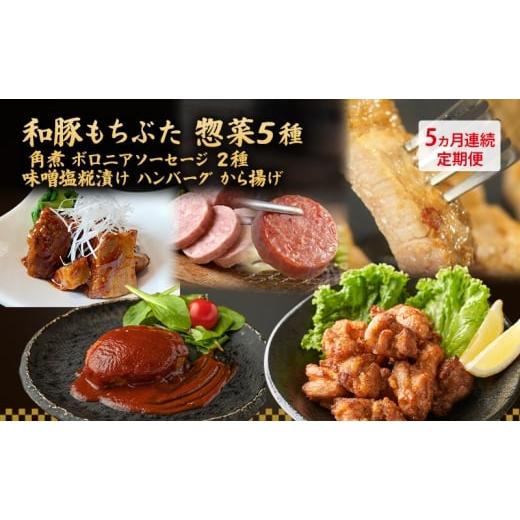 ふるさと納税 豚肉 モモ 宮城県 大河原町 5ヵ月定期便 全5回 和豚もちぶた 惣菜5種 角煮 ボロニアソーセージ 2種 味噌塩糀漬け ハンバーグ から揚げ 夕飯 時…