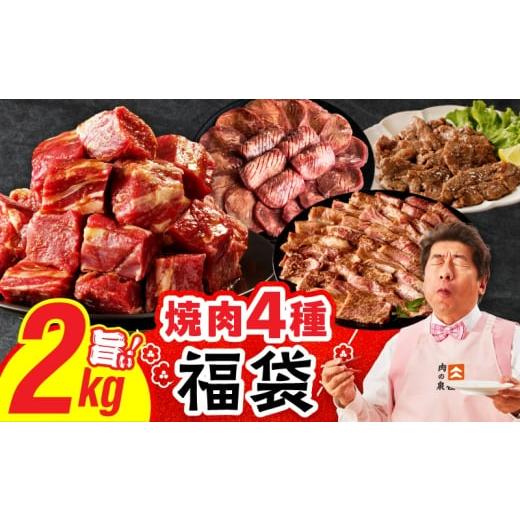 ふるさと納税 牛肉 焼肉・バーベキュー 大阪府 泉佐野市 2025年 焼肉 福袋 4種 2kg 氷温熟成×特製ダレ 500g 小分け 牛肉 牛タン ヒレ ハラミ バラ 数量限定