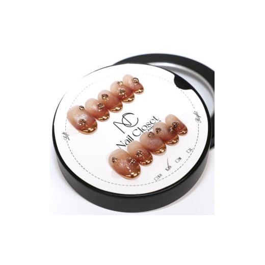 ふるさと納税 アクセサリー 埼玉県 さいたま市 ネイルチップ ショート 飴色の華 XSサイズ Antellijan大宮ネイルサロンのハンドメイド S1-XS