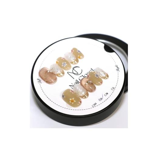 ふるさと納税 アクセサリー 埼玉県 さいたま市 ネイルチップ ミディアム 金花日和 Lサイズ Antellijan大宮ネイルサロンのハンドメイド M4-L