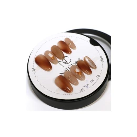 ふるさと納税 アクセサリー 埼玉県 さいたま市 ネイルチップ ロング 琥珀の雫 XSサイズ Antellijan大宮ネイルサロンのハンドメイド L1-XS