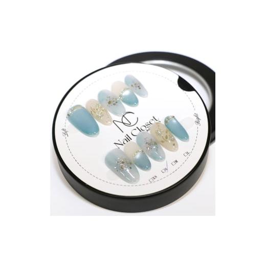 ふるさと納税 アクセサリー 埼玉県 さいたま市 ネイルチップ ロング 朝露の庭 Lサイズ Antellijan大宮ネイルサロンのハンドメイド L3-L