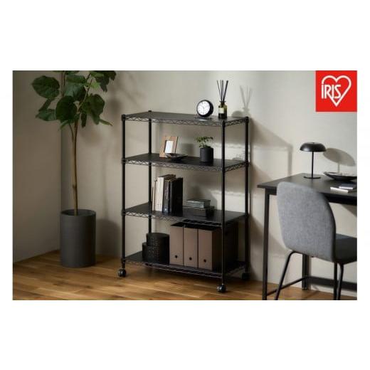 ふるさと納税 家具 本棚・ラック・カラーボックス 宮城県 角田市 カラーメタルラック ウッドボード付き CMM-75104B ブラック