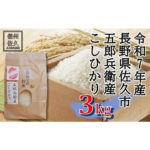 ふるさと納税 米 コシヒカリ 長野県 佐久市 令和7年産・白米3kg 五郎兵衛産こしひかり(北海道・沖縄・離島は配送不可)信州 長野県 佐久市 浅科 精米 …