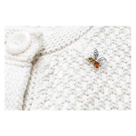 ふるさと納税 アクセサリー ブローチ 愛知県 大府市 プレゼント包装付き ミツバチ ピンバッジ(SV /シトリン)