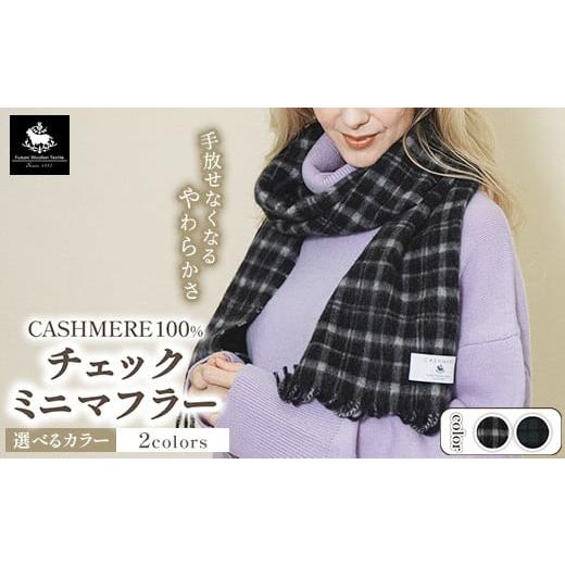ふるさと納税 小物 ストール・マフラー 大阪府 泉大津市 ブラックウォッチ カシミヤ100% チェックミニマフラー ブラックウォッチ