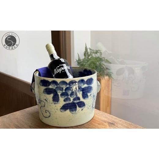 ふるさと納税 食器・グラス 皿 佐賀県 有田町 有田焼 福泉窯 染付葡萄絵 耳付ワインクーラー 渕上陶磁器 / FUCHIGAMI TOJIKI 一点物 手描き インテリア 花器 …