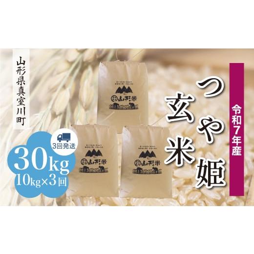 ふるさと納税 玄米 山形県 真室川町 令和7年産米 特別栽培米 つや姫 玄米 30kg定期便 (10kg×3回発送) 配送時期指定可 山形県真室川町