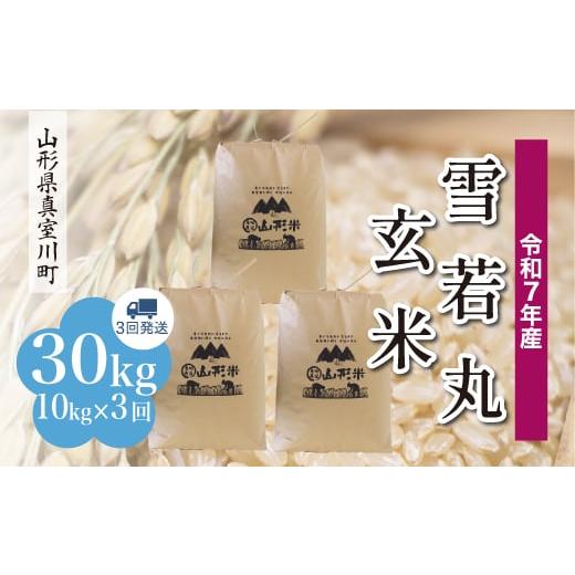 ふるさと納税 玄米 山形県 真室川町 令和7年産米 雪若丸 玄米 30kg定期便 (10kg×3回発送) 配送時期指定可 山形県真室川町