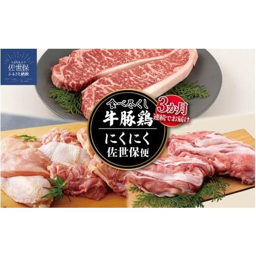 ふるさと納税 牛肉 長崎県 佐世保市 E494 [定期便]牛・豚・鶏にくにく食べ尽くし佐世保便(3回お届け)牛肉 豚肉 鶏肉 サーロイン ブランド