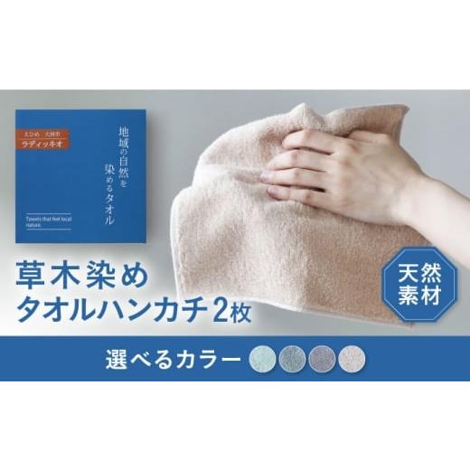 ふるさと納税 タオル・寝具 愛媛県 大洲市 グリーン・ベージュ各1枚 ラディッキオ染め+原木しいたけ染め タオルハンカチ 2枚セット タオル タオル 日用品 今…