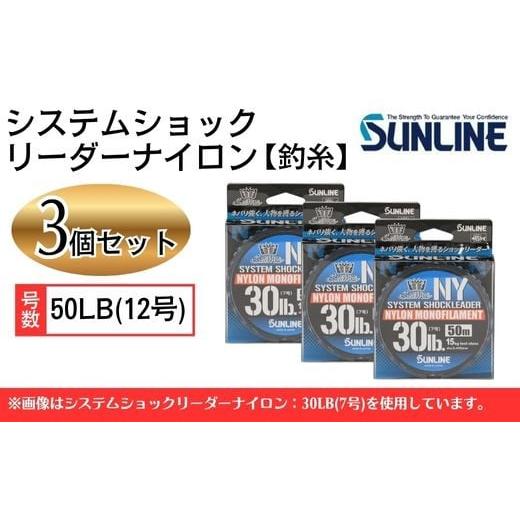 ふるさと納税 フィッシング リール 山口県 岩国市 システムショックリーダー ナイロン 釣糸 50LB(12号) 3個 サンライン 50LB(12号)
