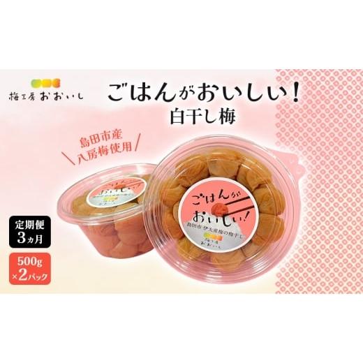 ふるさと納税 加工品等 梅干 静岡県 島田市   定期便3ヶ月 八房梅使用 ごはんがおいしい 白干し梅 500g×2パック 梅干し うめぼし 白干し 塩漬け …