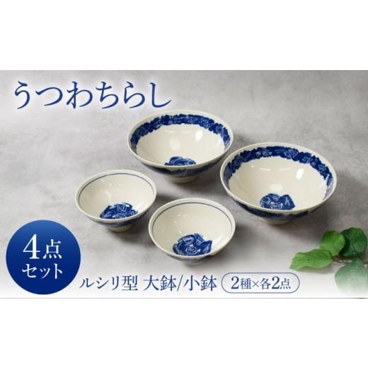 ふるさと納税 食器・グラス 皿 岐阜県 土岐市 美濃焼 うつわちらし ルシリ型 大鉢 2点 & 小鉢 2点 合計4点 セット カネ定製陶 ボウル 鉢 セット